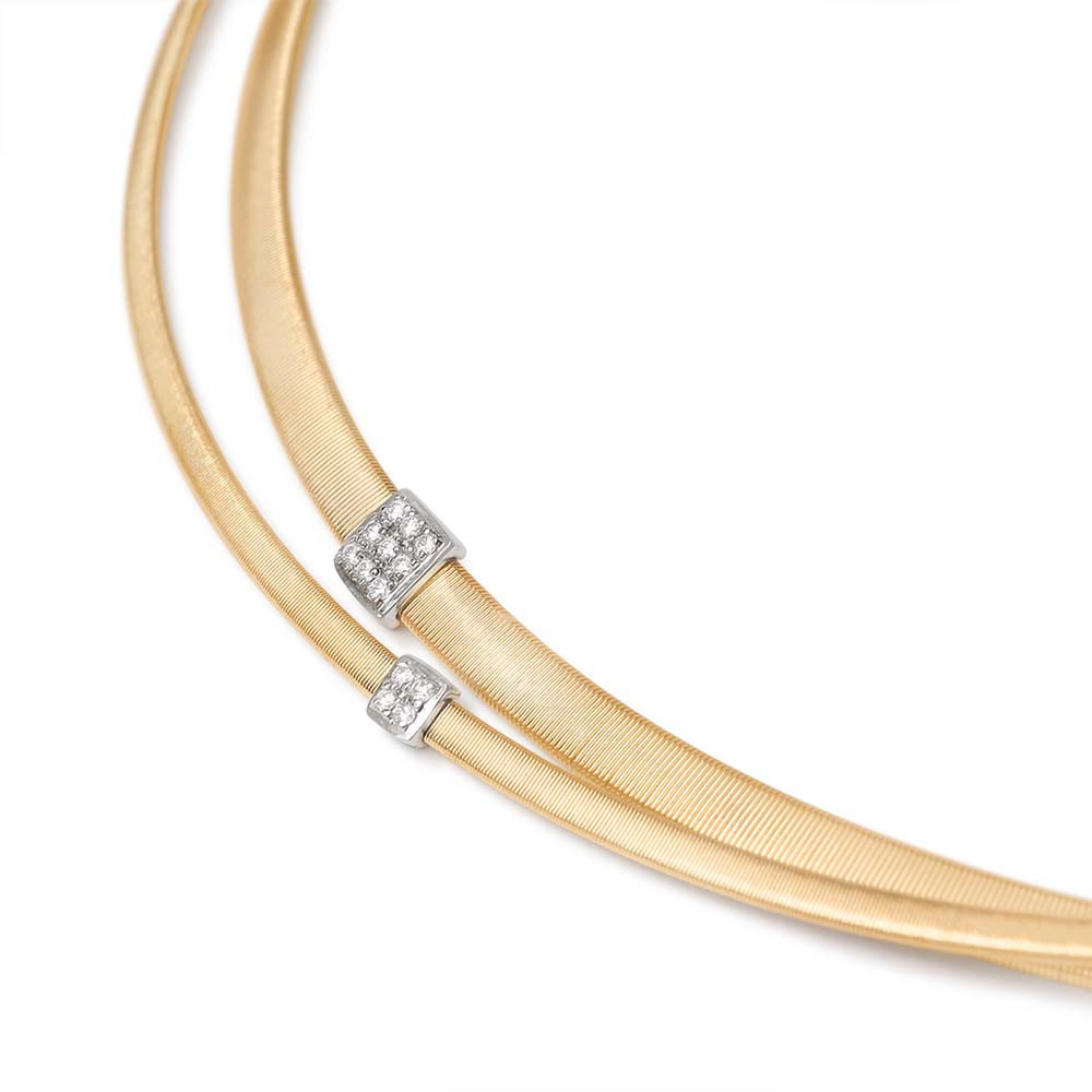 Marco Bicego Masai Yellow Gold Two Strand Diamond Necklace Closeup