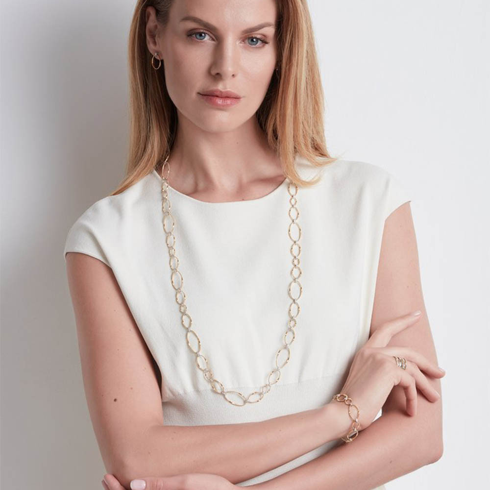 Marco Bicego Marrakech Onde Flat Link Long Necklace on model