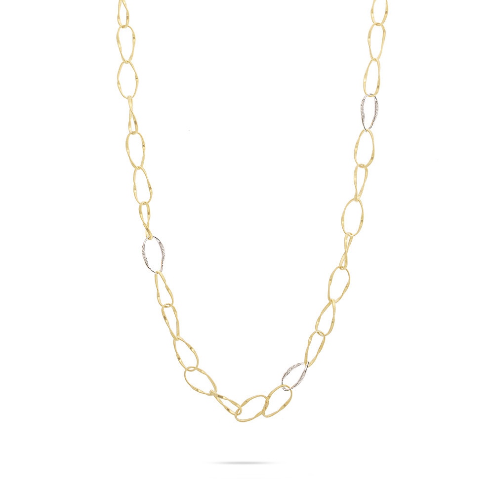 Marco Bicego Marrakech Onde Gold and Diamond Long Link Necklace