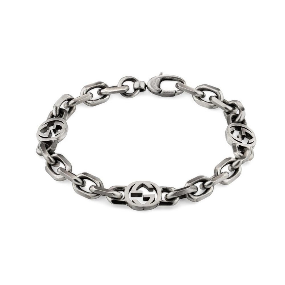 Gucci bracelet in rigid silver GG chain link
