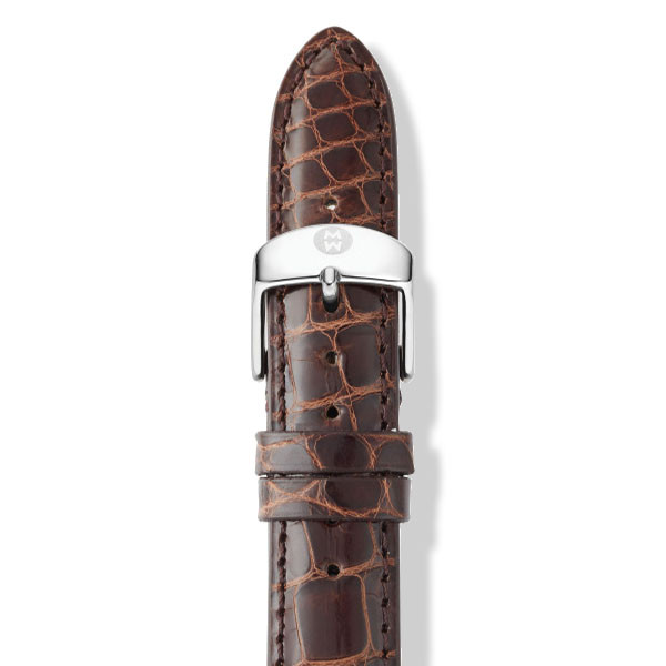 Michele Chocolate Alligator 18mm Strap front view