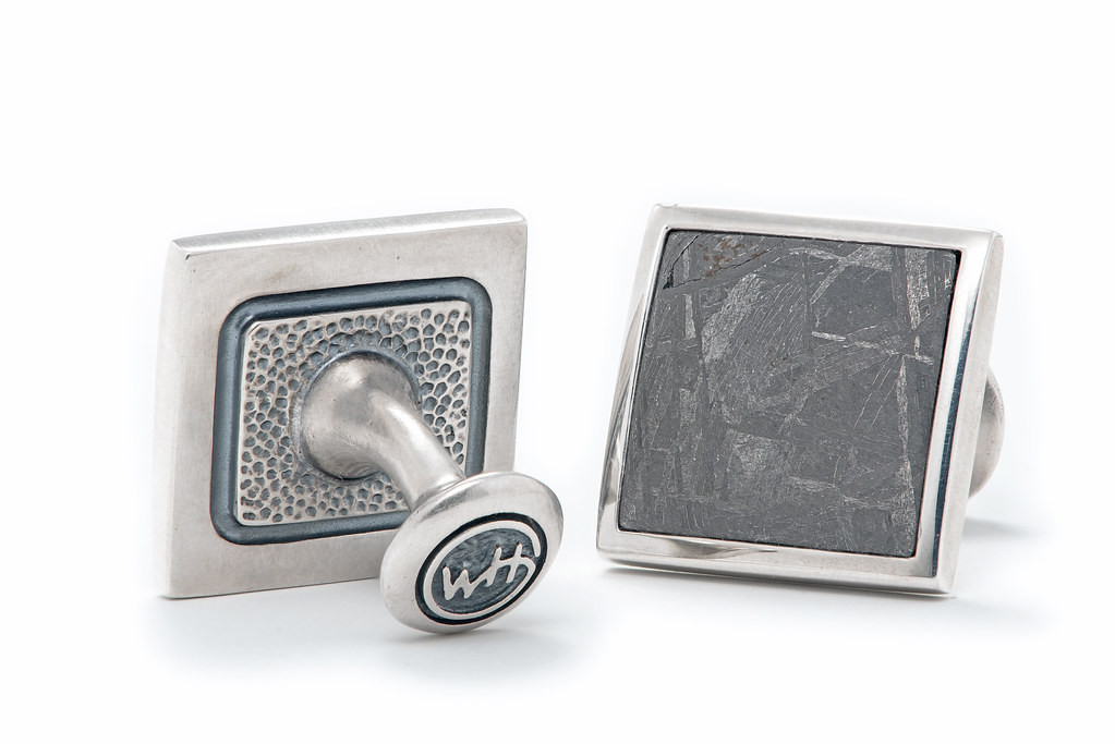 William Henry Meteorite and Sterling Silver Square Cufflinks back image