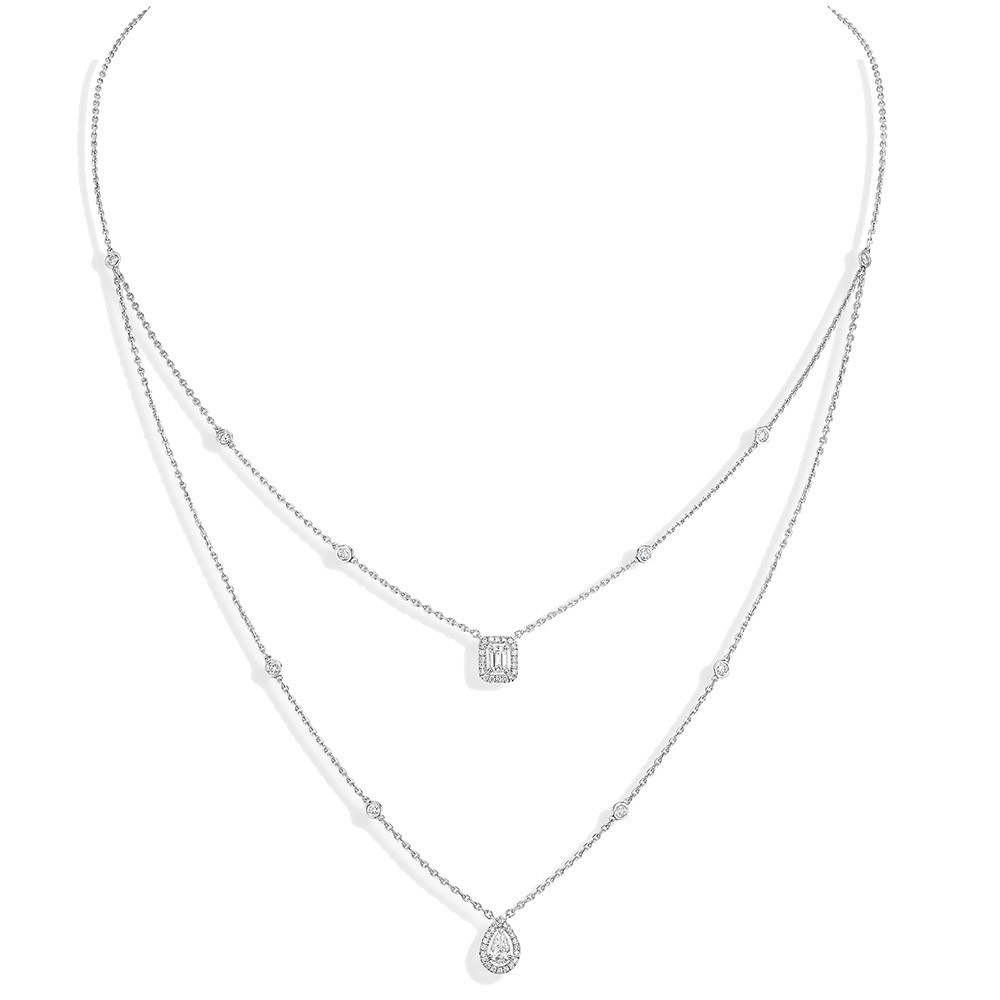 Messika My Twin Two Row Diamond Necklace in White Gold full view