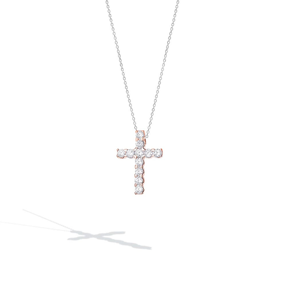 Star Blossom Double Pendant Necklace 18K Rose Gold and Diamonds