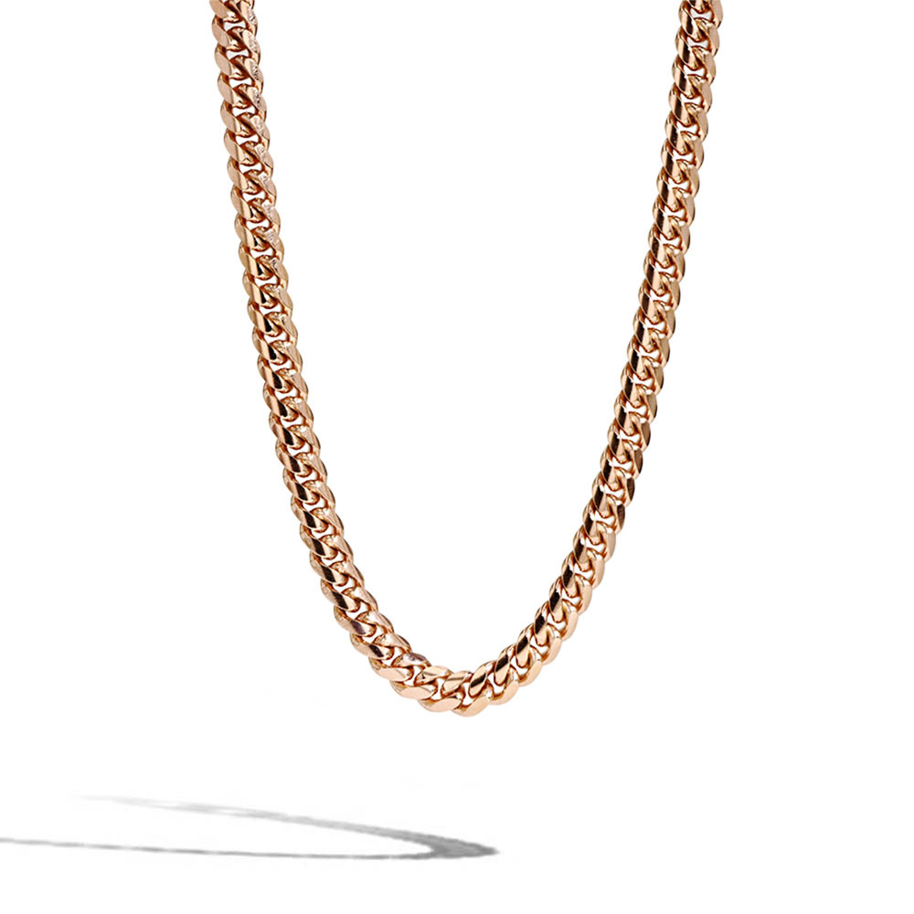 Rose Gold Cuban Link Chain Necklace 5.85mm, 22 inch
