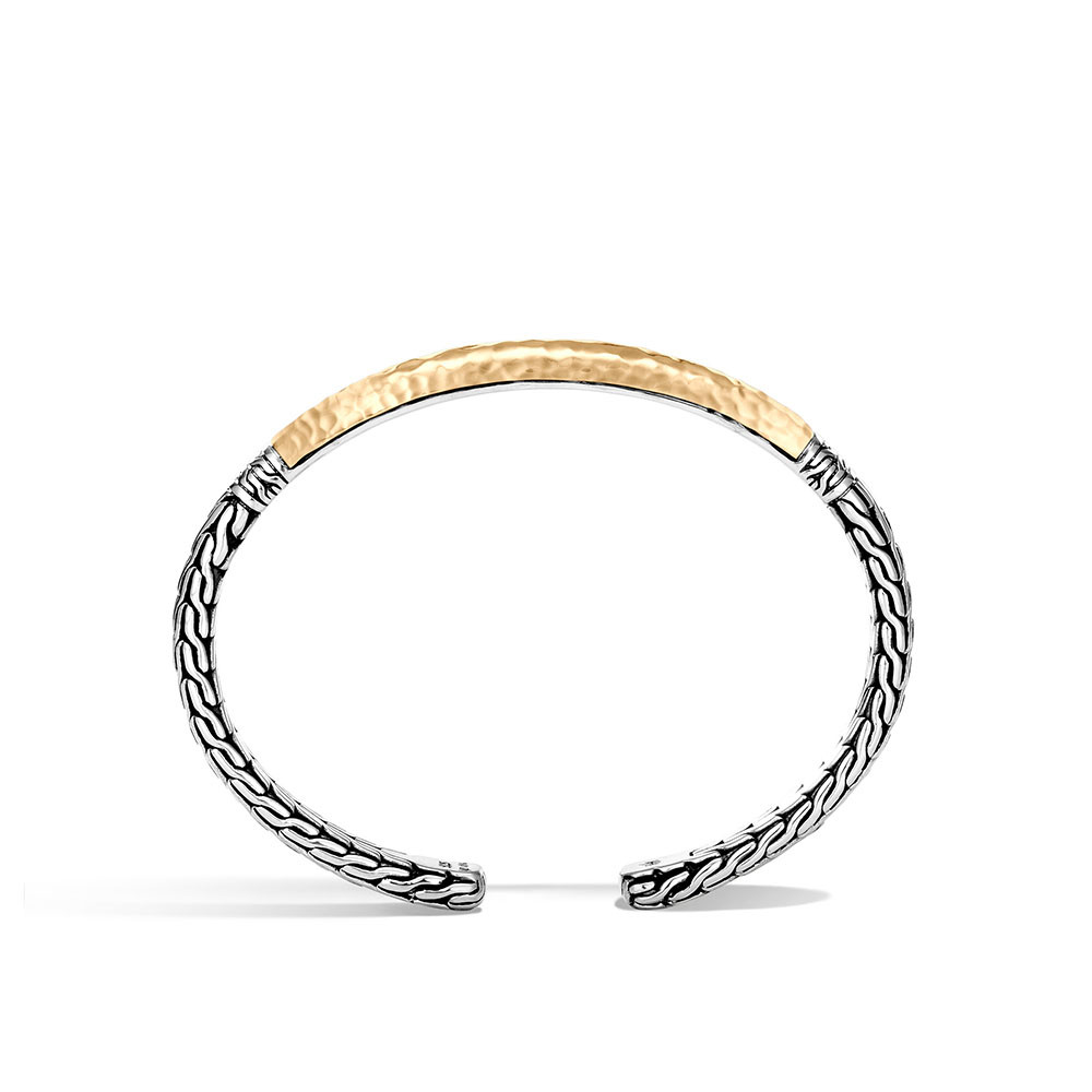 John Hardy Classic Chain Silver & Hammered Gold Cuff side view 