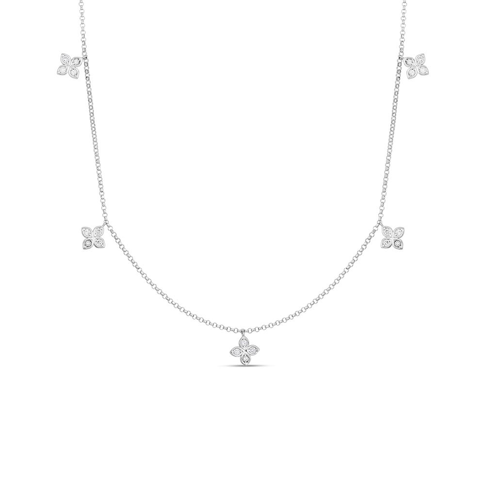 Flower Station Necklace White Gold