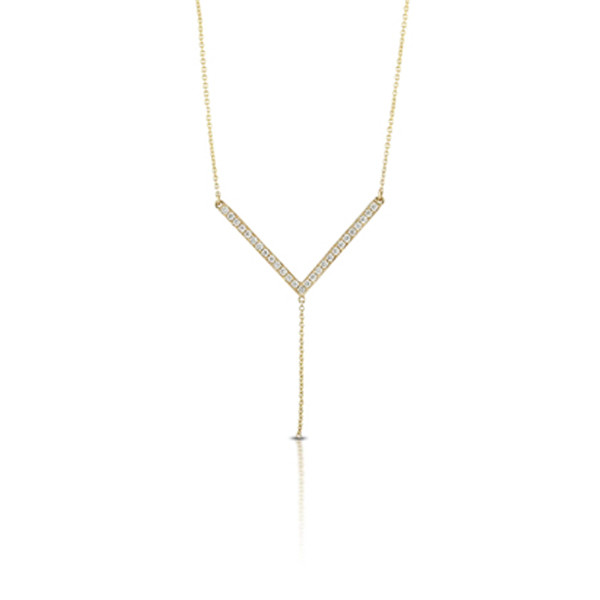 Diamond Y Necklace in Yellow Gold 