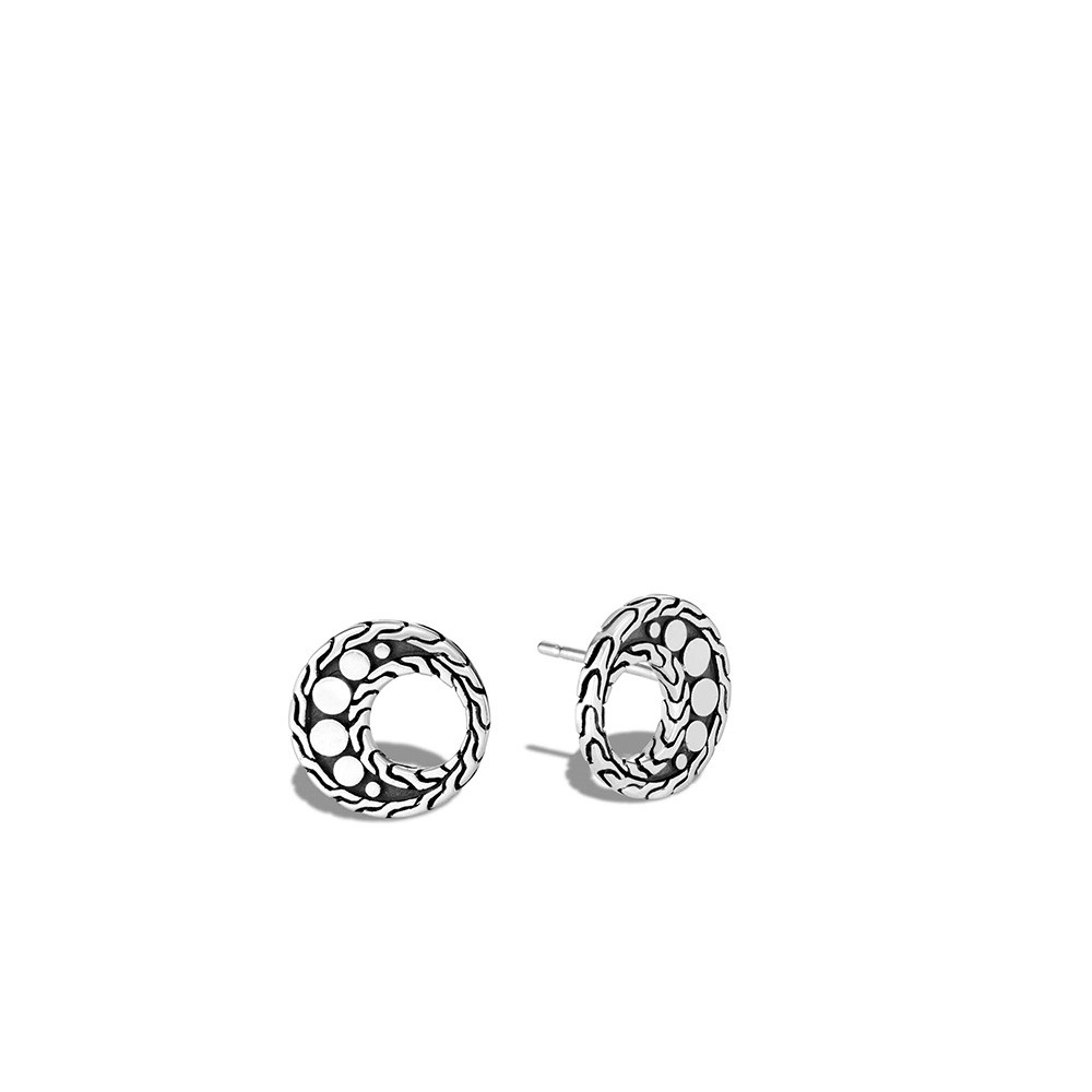 John Hardy Dot Open Oval Silver Studs front view