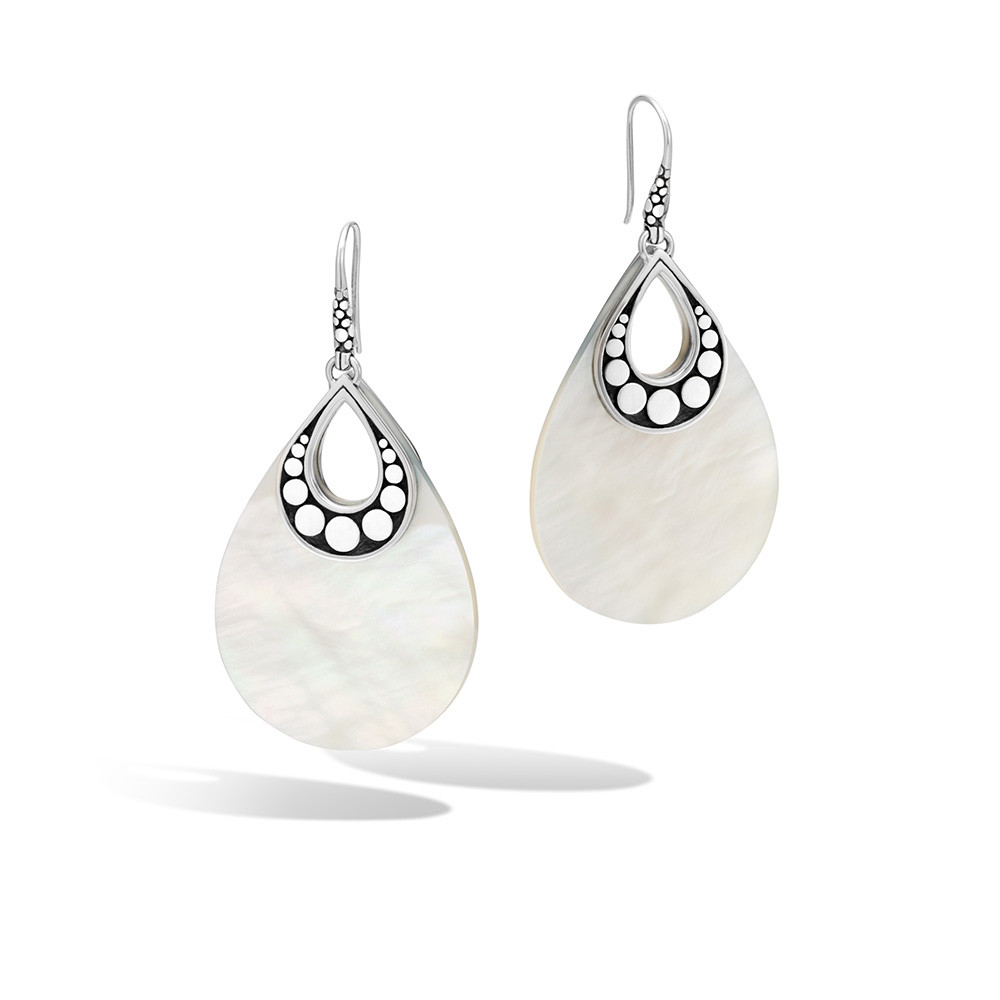 Peach Pearl Hook Earrings Featuring White Mother Of Pearl Petals - Pure  Pearls