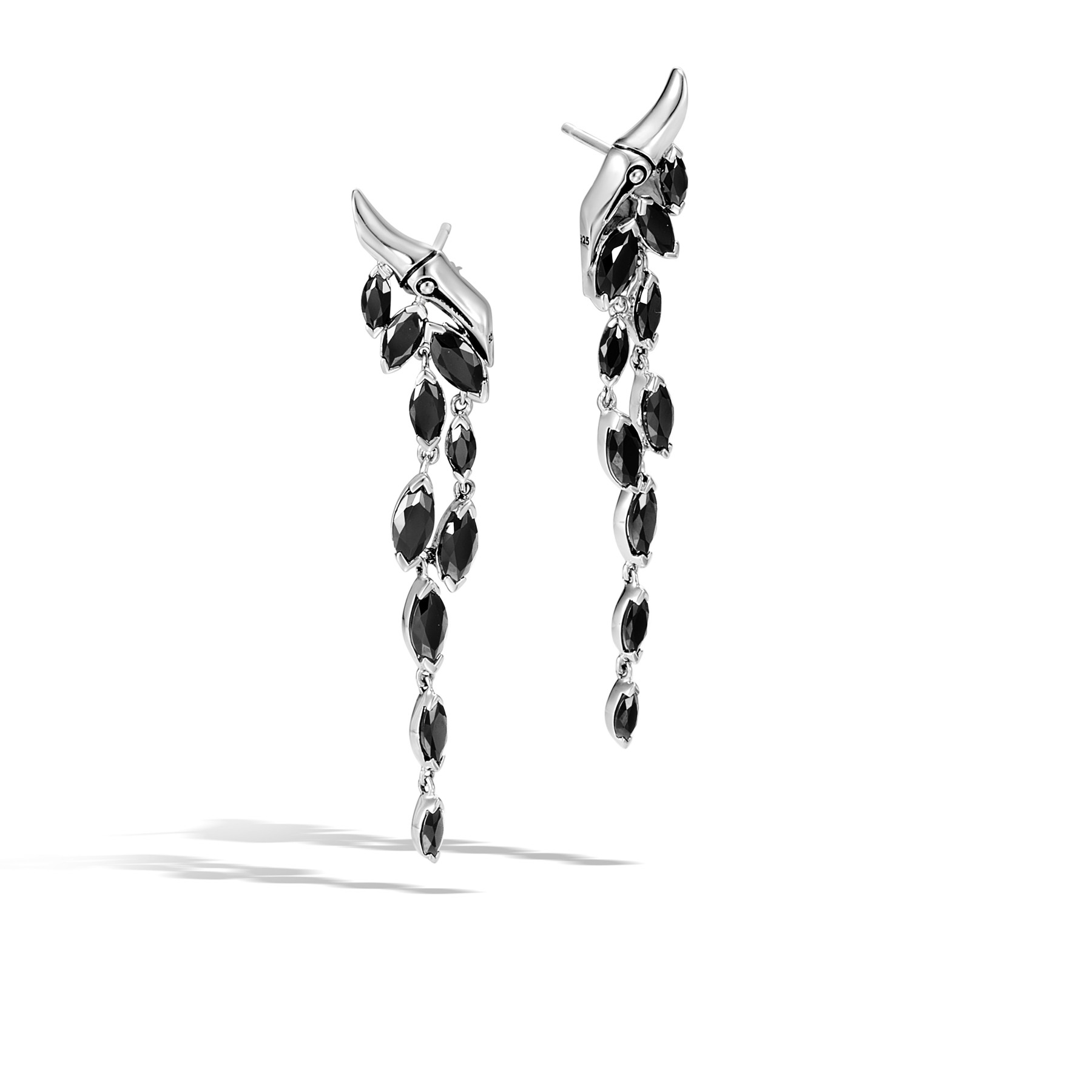 John Hardy Bamboo Black Spinel Petal Drop Earrings