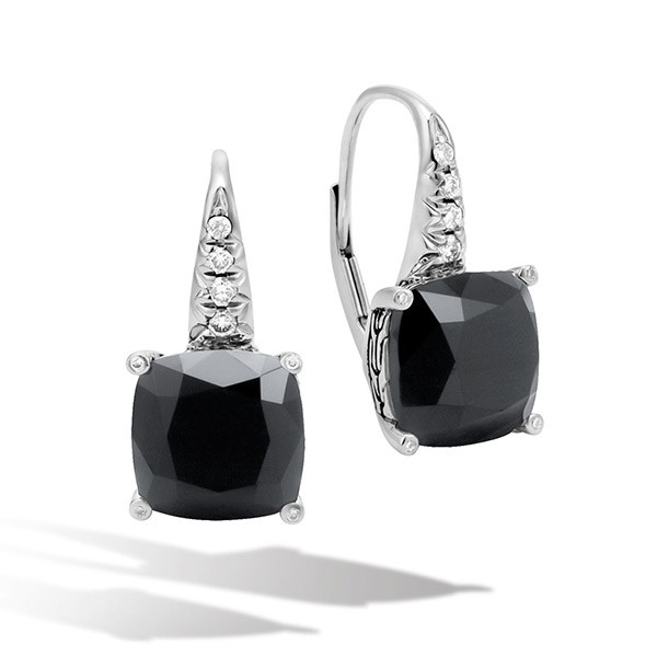 John Hardy Black Onyx & Diamond Drop Earrings