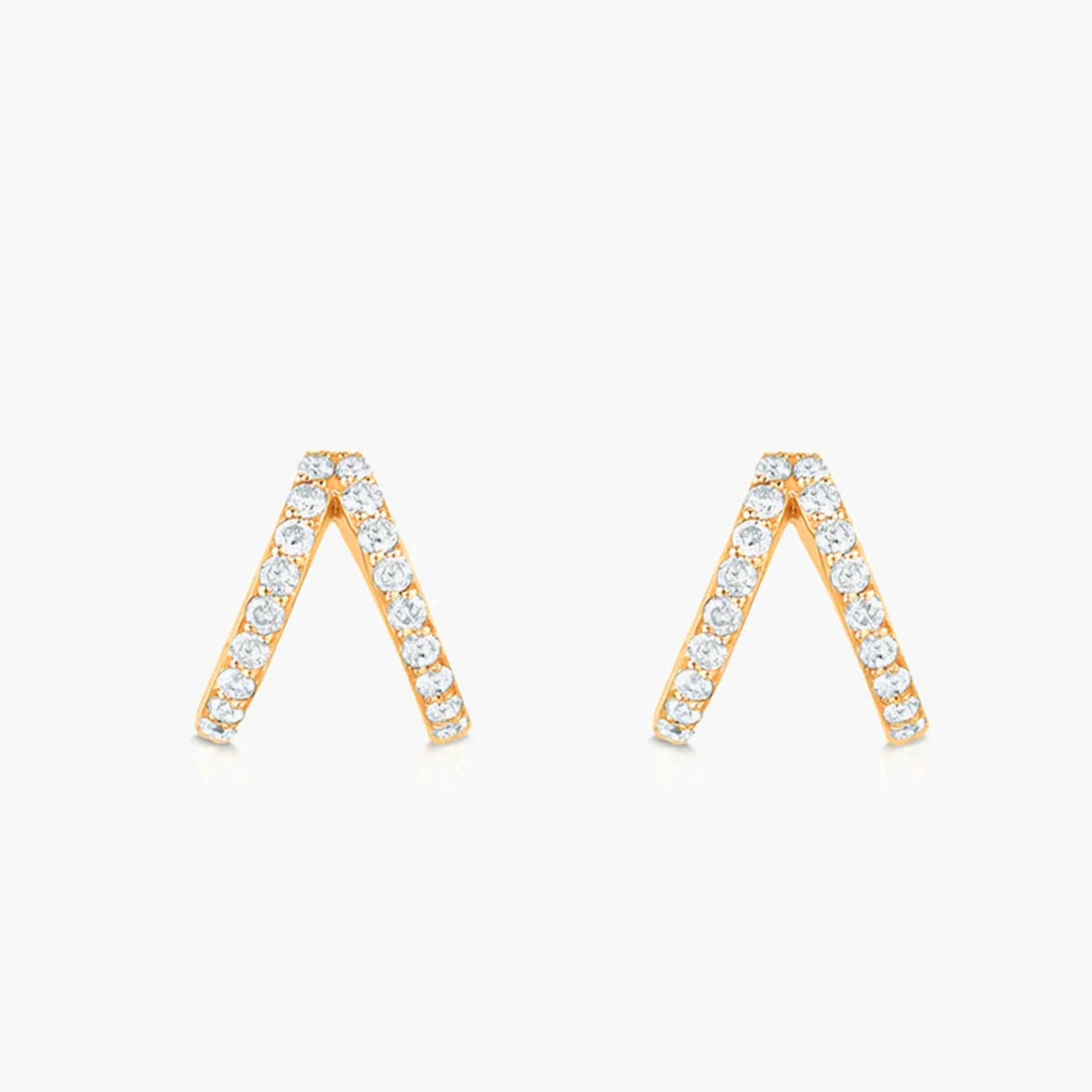 Yellow Gold Diamond Split Huggie Earrings by Carbon & Hyde