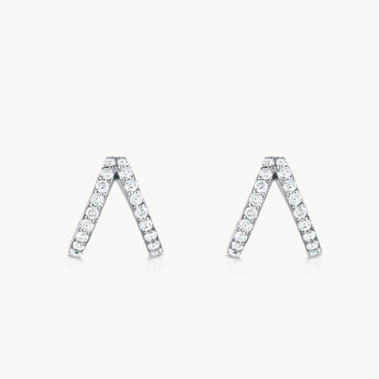 White Gold Diamond Split Huggie Earrings by Carbon & Hyde