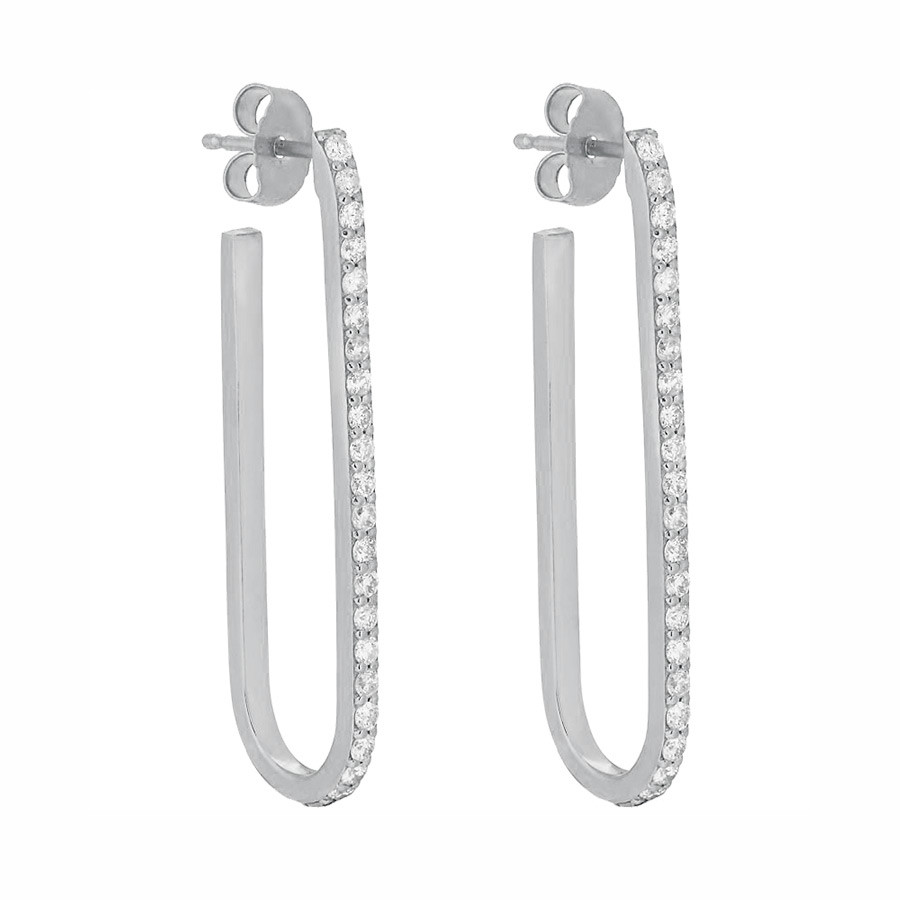 White Gold Pin Hoop Earrings by Carbon & Hyde 