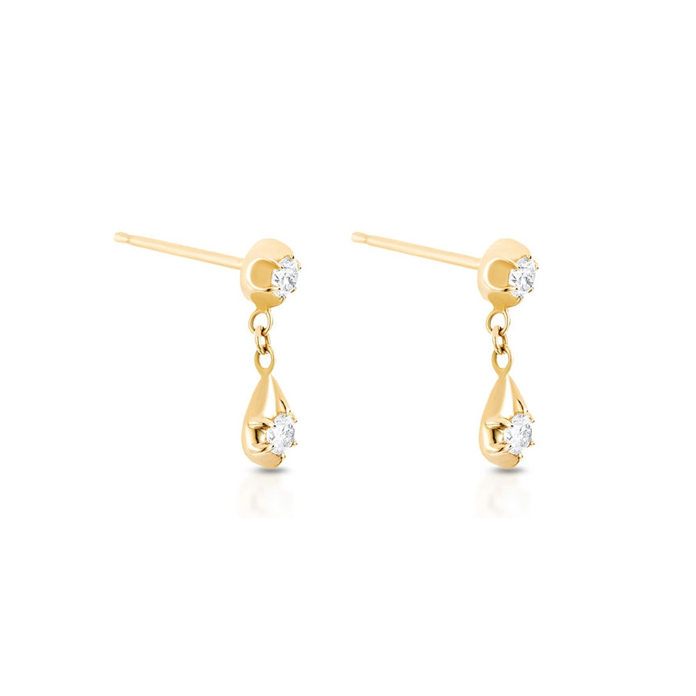 Yellow Gold Rosette Belle Diamond Drop Earrings by Carbon & Hyde Angle View 