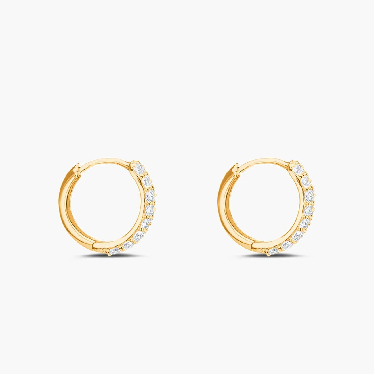 Carbon & Hyde Diamond Boom Huggie Earrings in Yellow Gold Profile