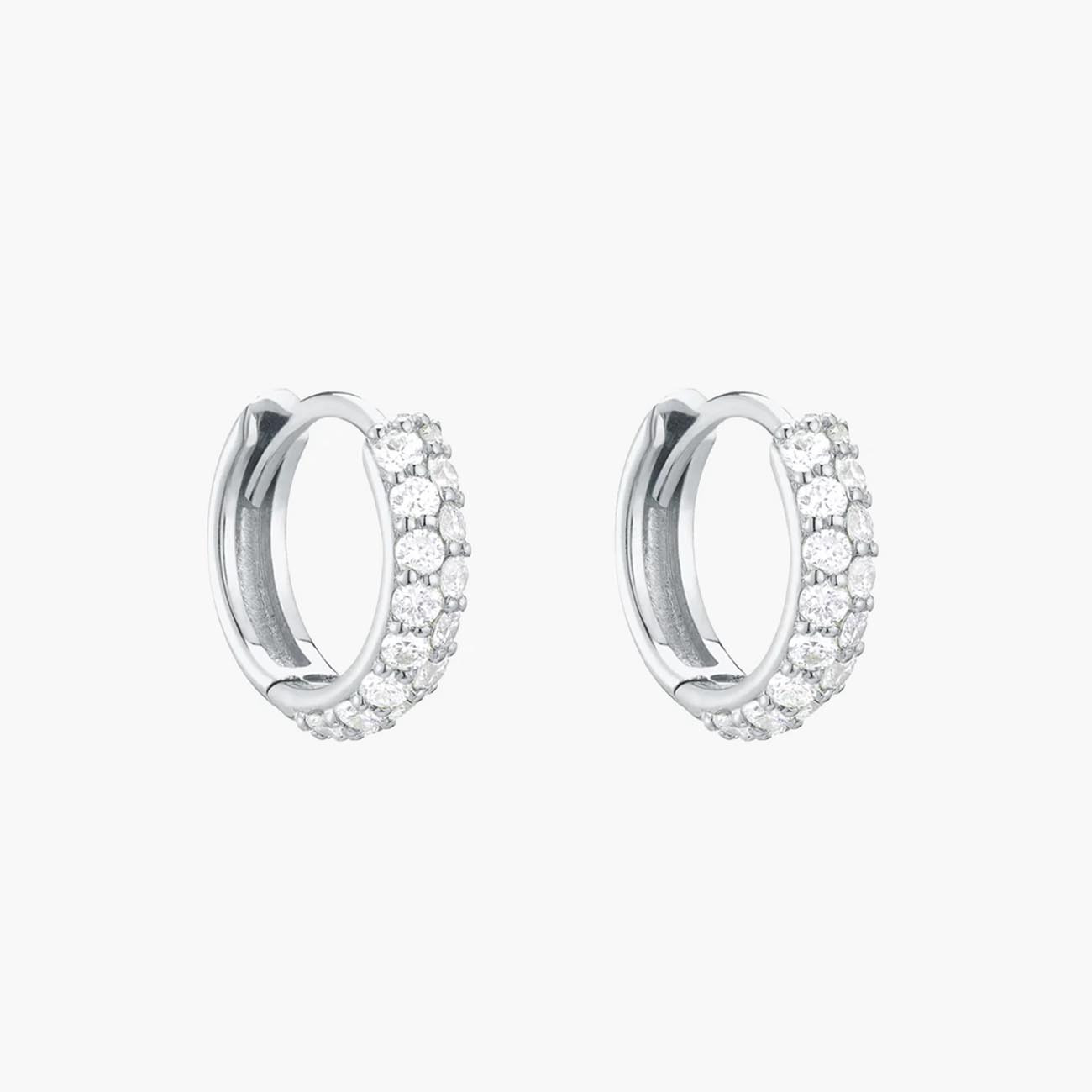 Carbon & Hyde Diamond Boom Huggie Earrings in White Gold