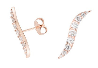 Carbon & Hyde Rose Gold Diamond Wave Earrings