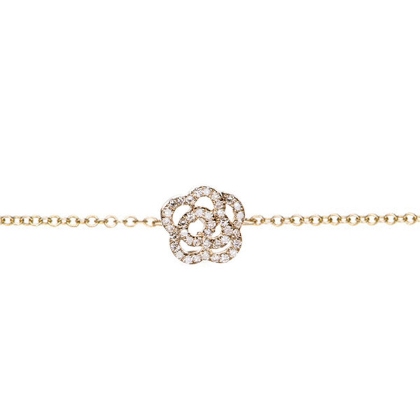 EF Collection Yellow Gold Diamond Rose Chain Bracelet