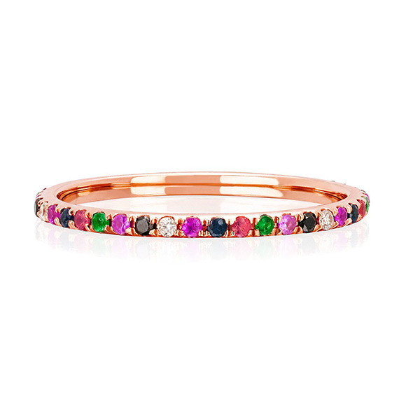EF Collection Rose Gold Rainbow Eternity Stack Ring