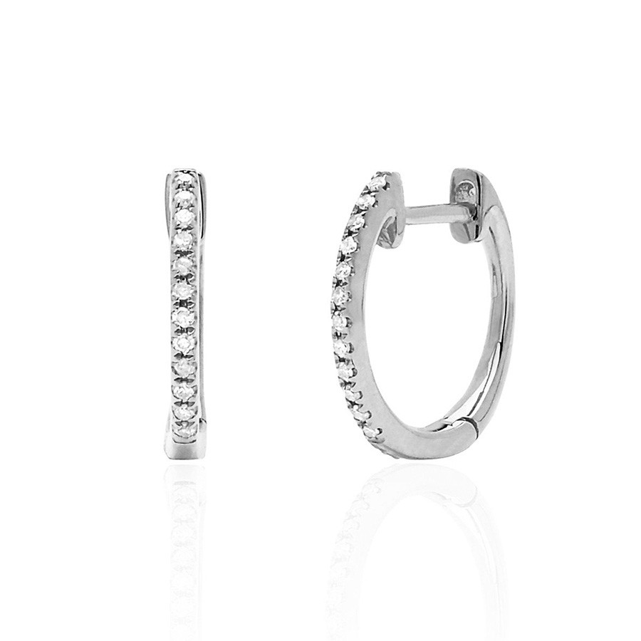 EF Collection Classic Diamond White Gold Huggie Earrings