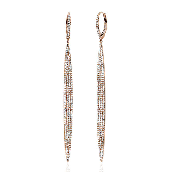 EF Collection Diamond Marquise Drop Earrings Rose Gold