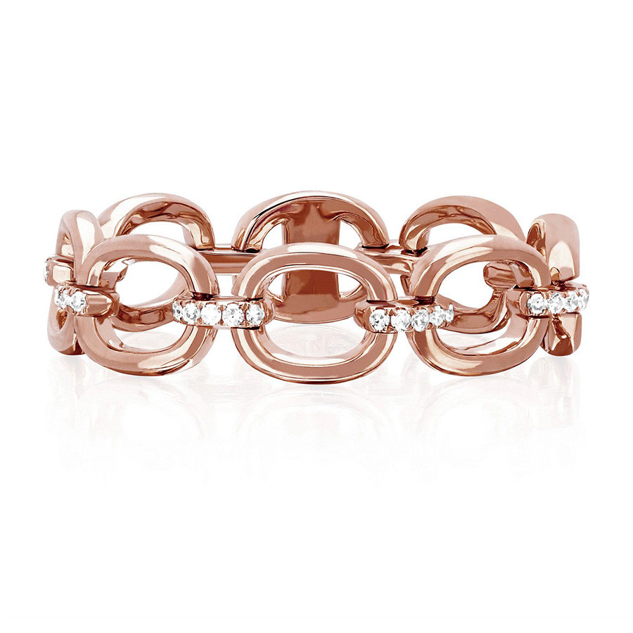 EF Collection Diamond Chain Link Ring Rose Gold