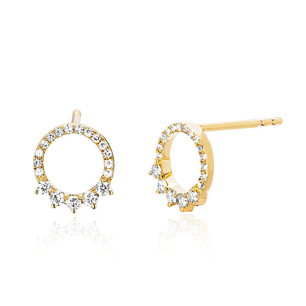 EF Collection Floating Open Circle & Diamond Yellow Gold Earrings
