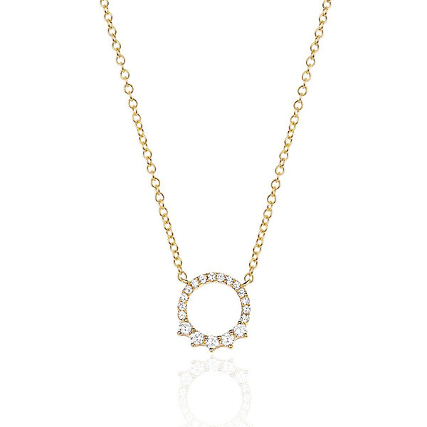 EF Collection Open Circle & Diamond Yellow Gold Necklace