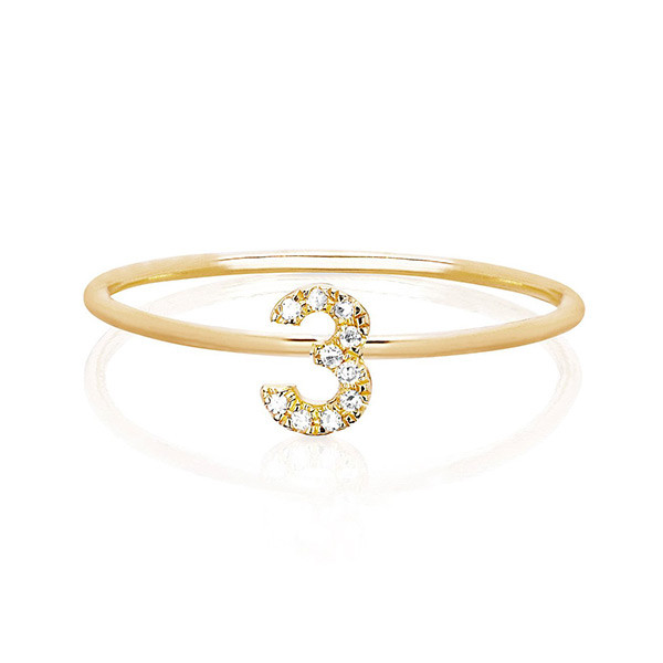 EF Collection Mini White Diamond Number Stack Yellow Gold Ring