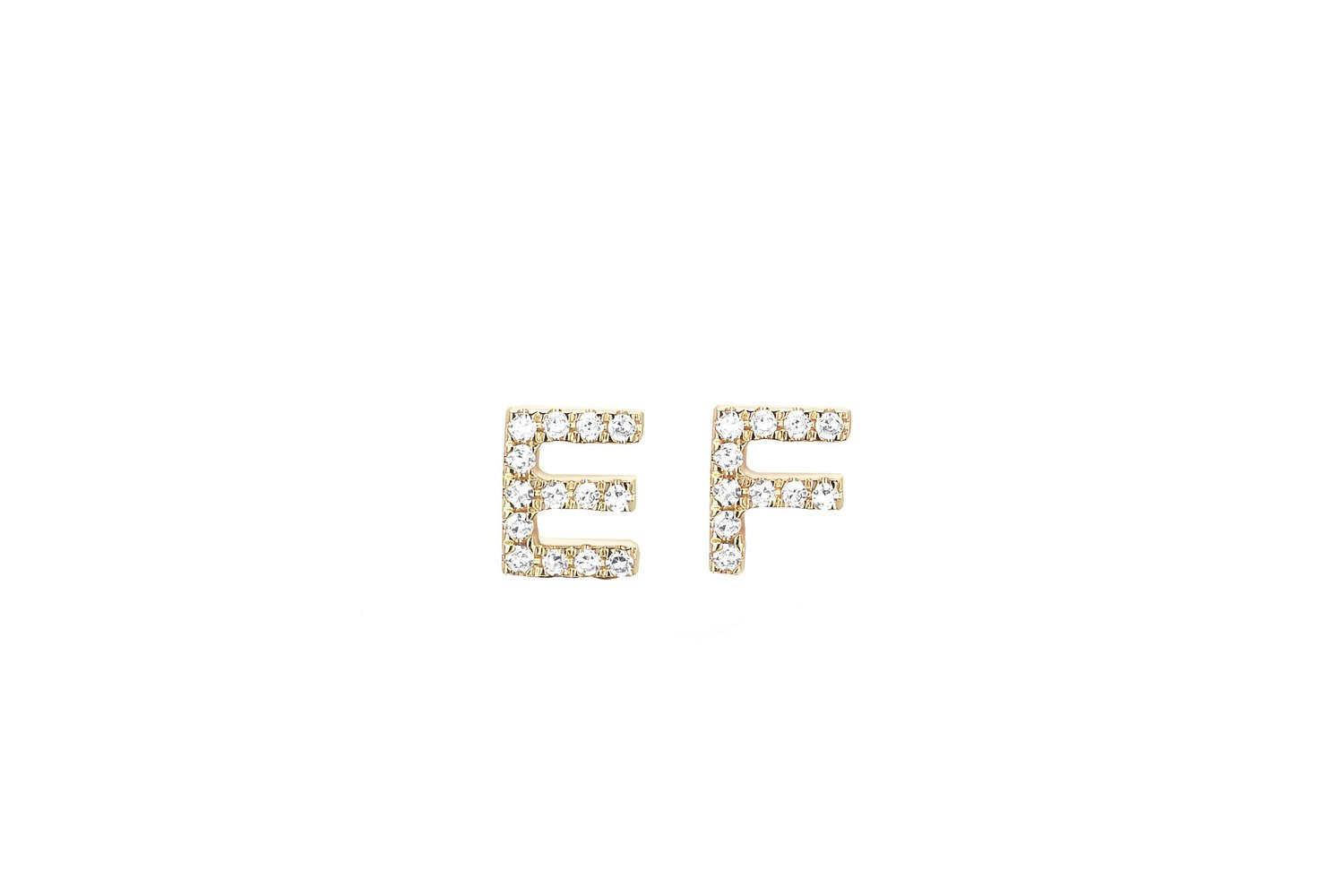 EF Collection Diamond Initial Single Stud Earring