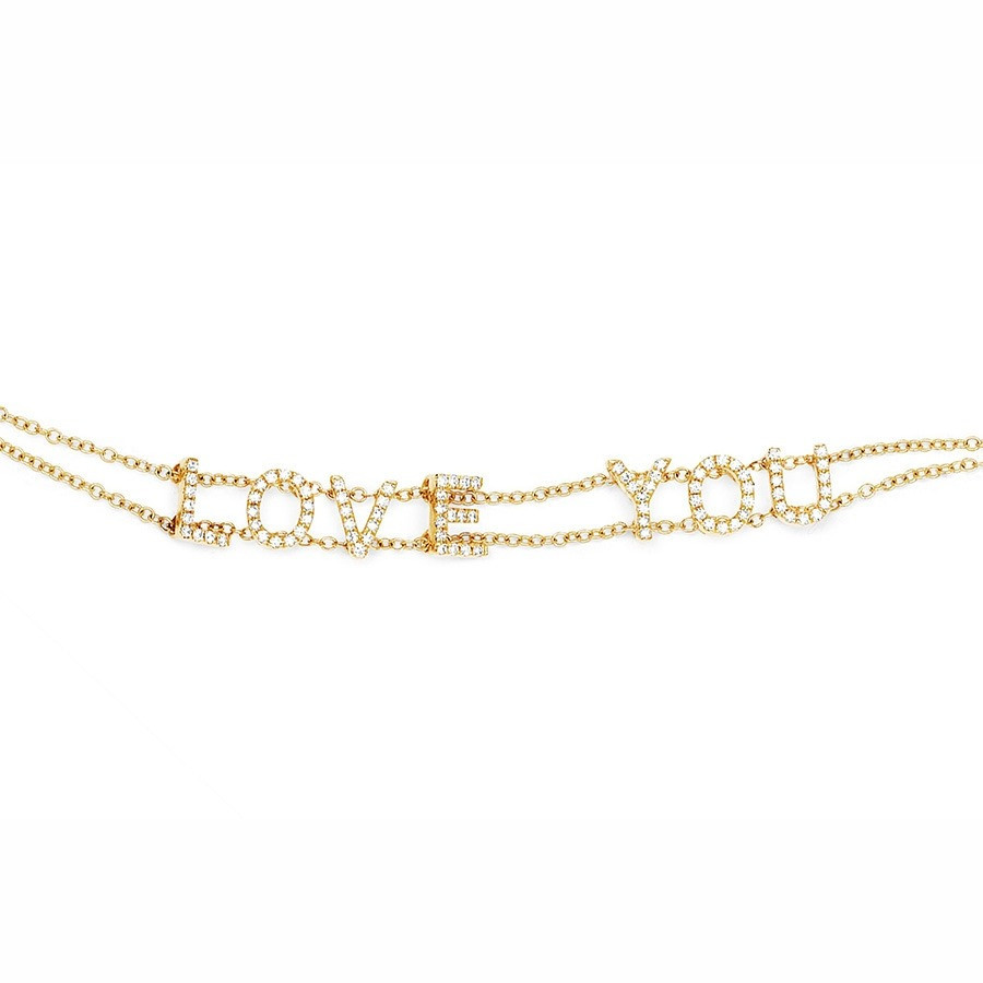 EF Collection Diamond Love You Yellow Gold Bracelet