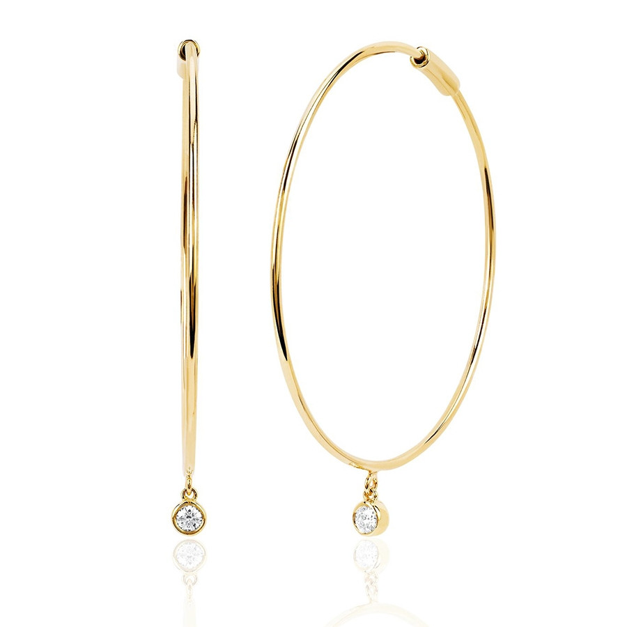 The Perfect Diamond Drop Hoop Earrings by EF Collection 