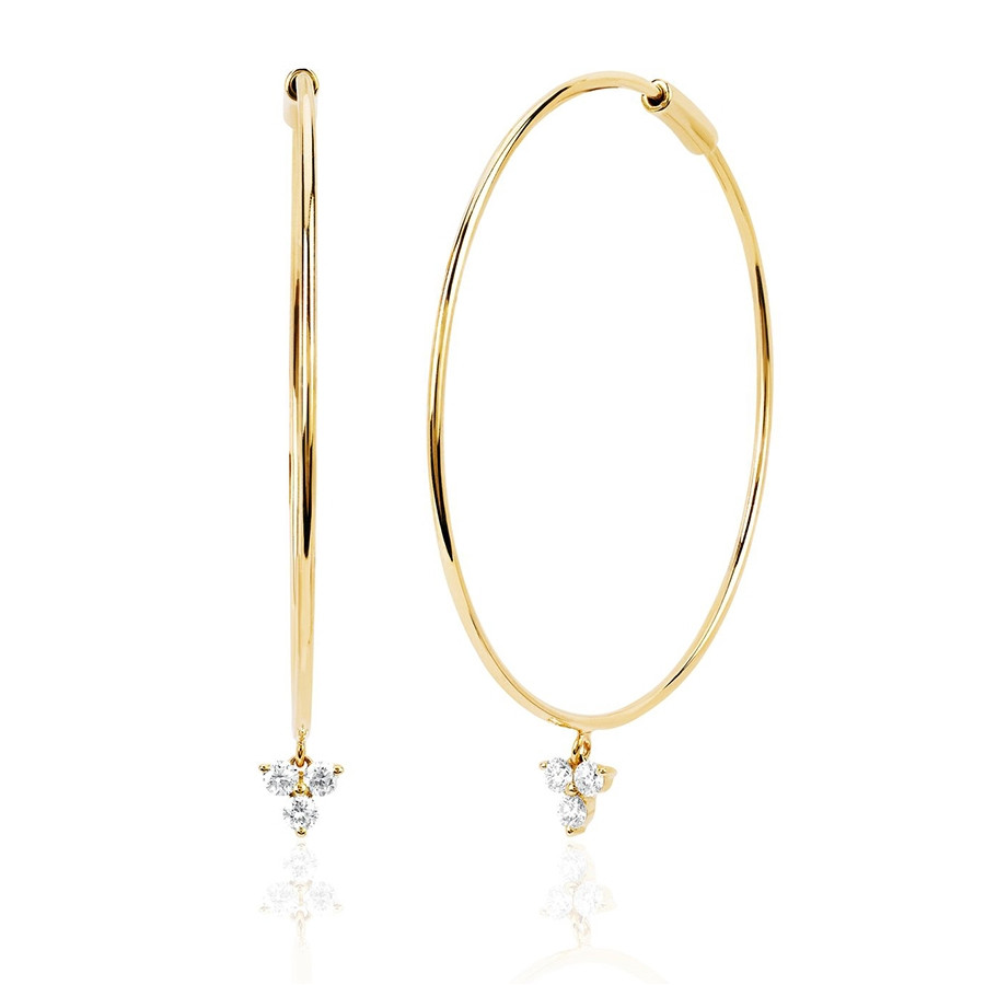 The Perfect Diamond Trio Drop Hoop Earrings by EF Collection 