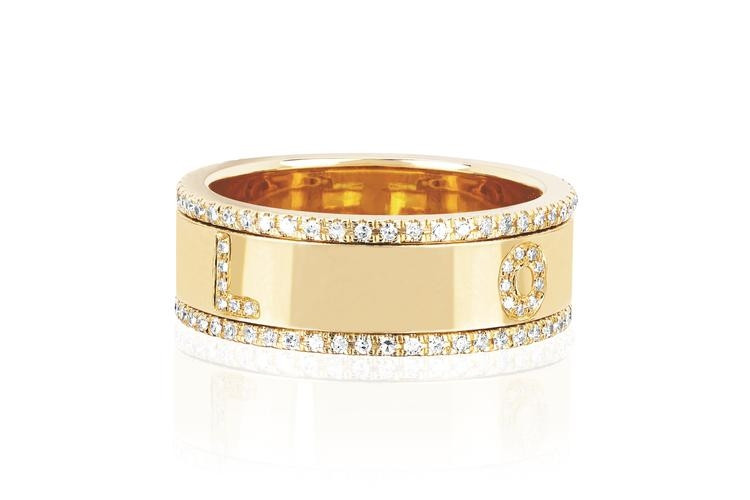 EF Collection Yellow Gold Diamond Love Spinning Ring