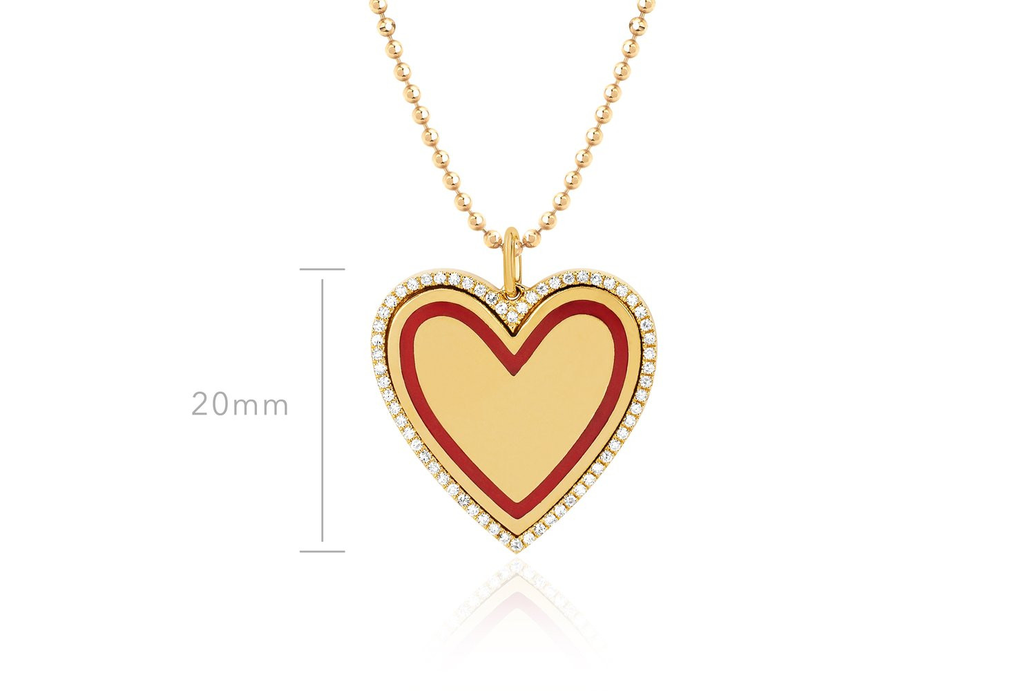 EF Collection Red Enamel Diamond Heart Necklace