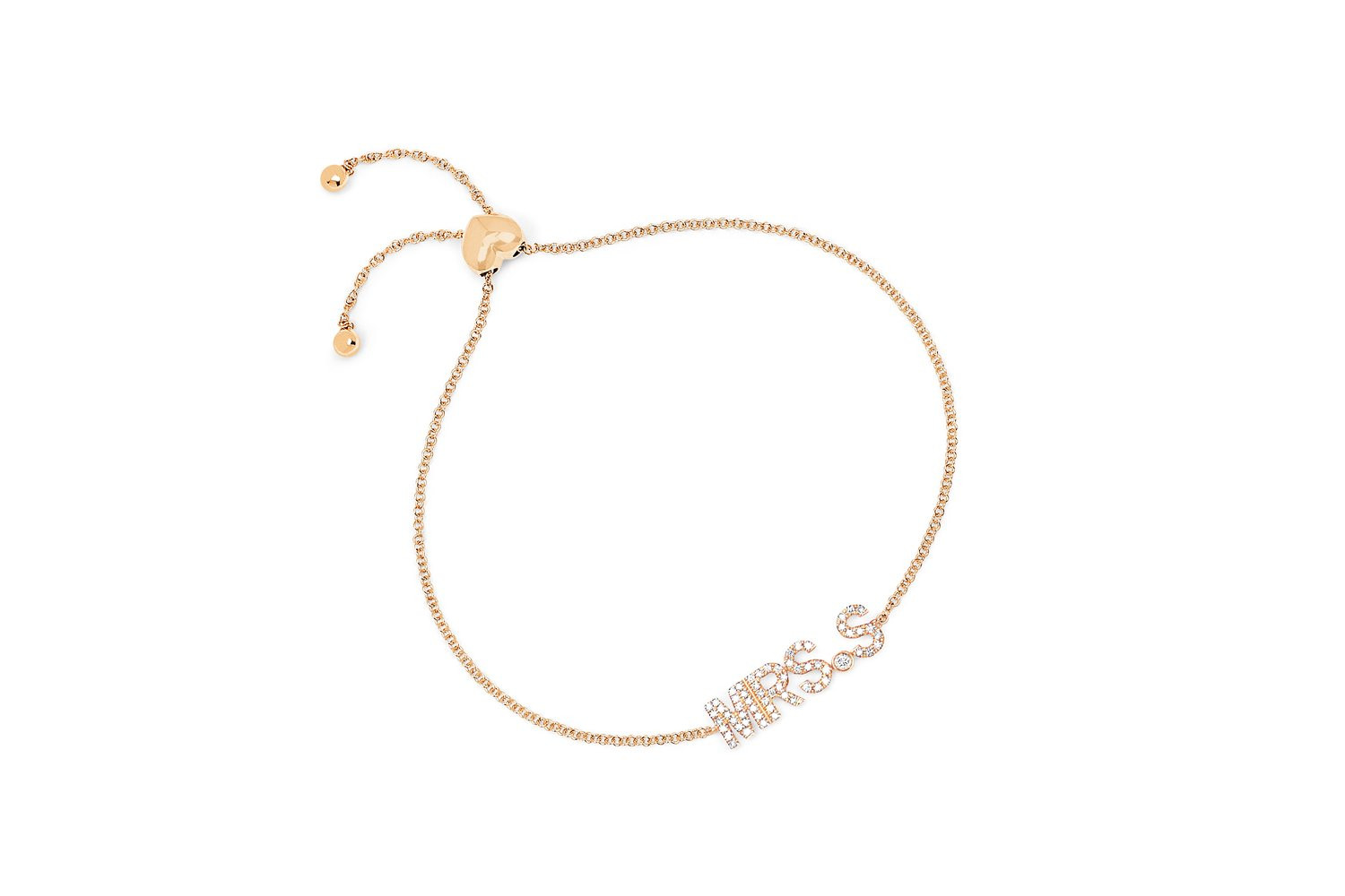 EF Collection Diamond Mrs. Initial Bolo Bracelet in 14K Gold