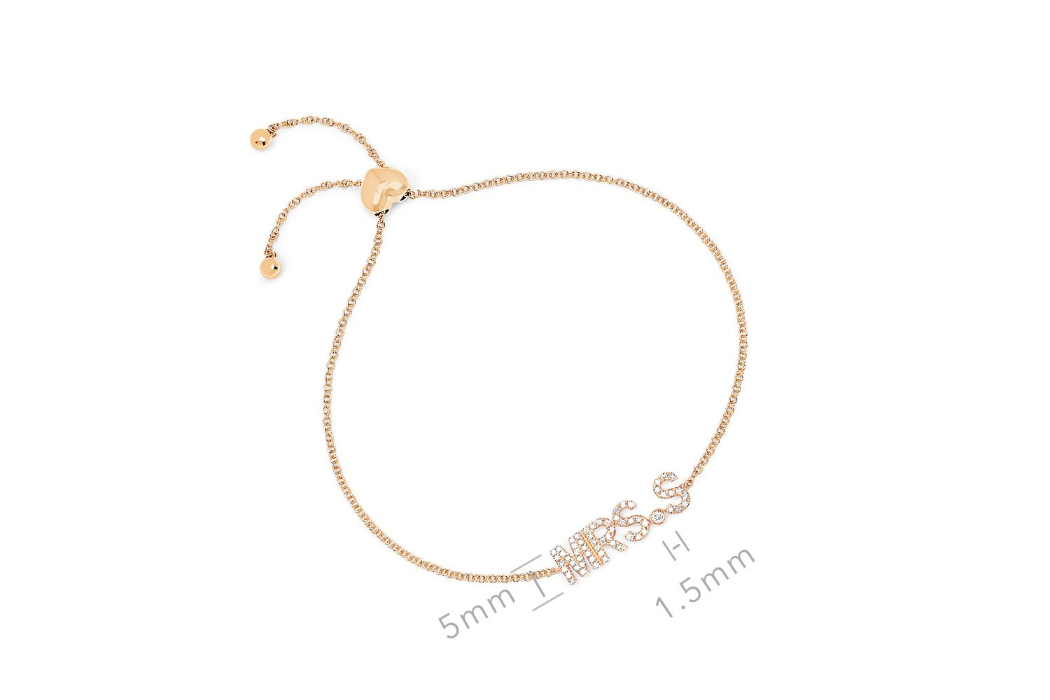 EF Collection Diamond Mrs. Initial Bolo Bracelet in 14K Gold
