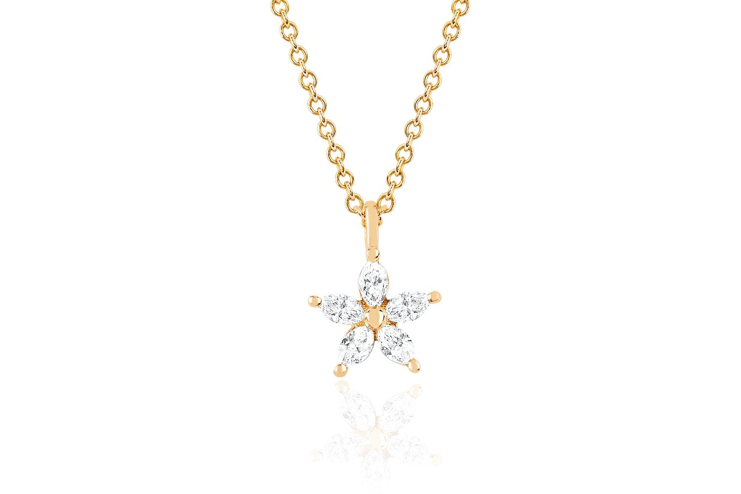EF Collection Flower Choker Necklace, Marquise Diamonds, Yellow Gold ...