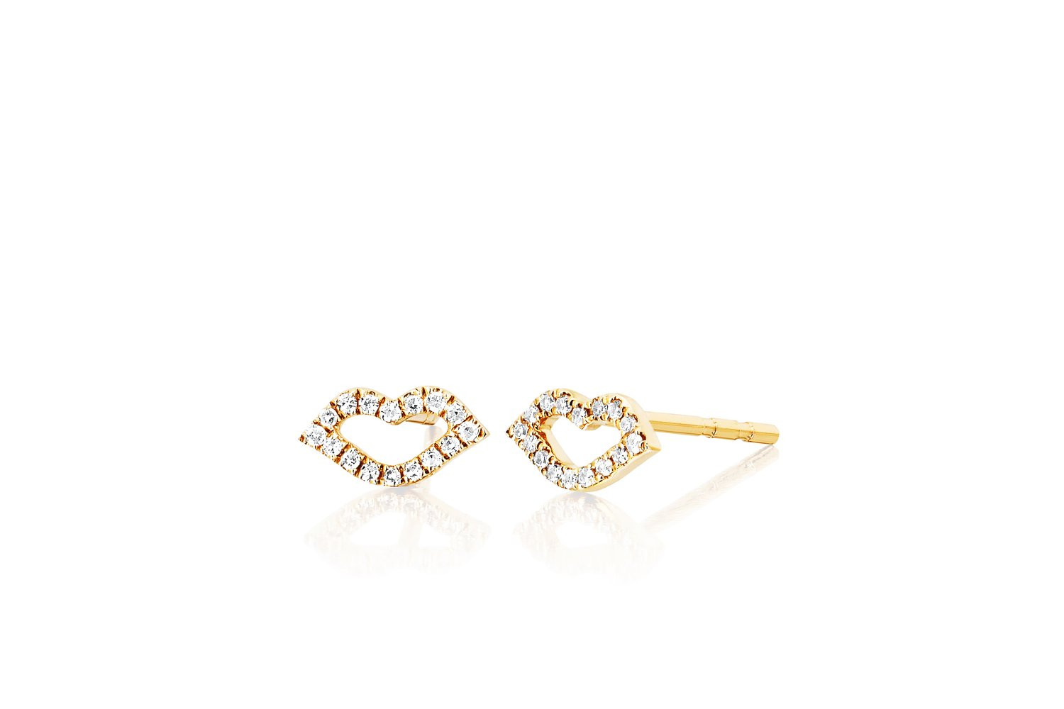 EF Collection Diamond Kiss Studs in Yellow Gold