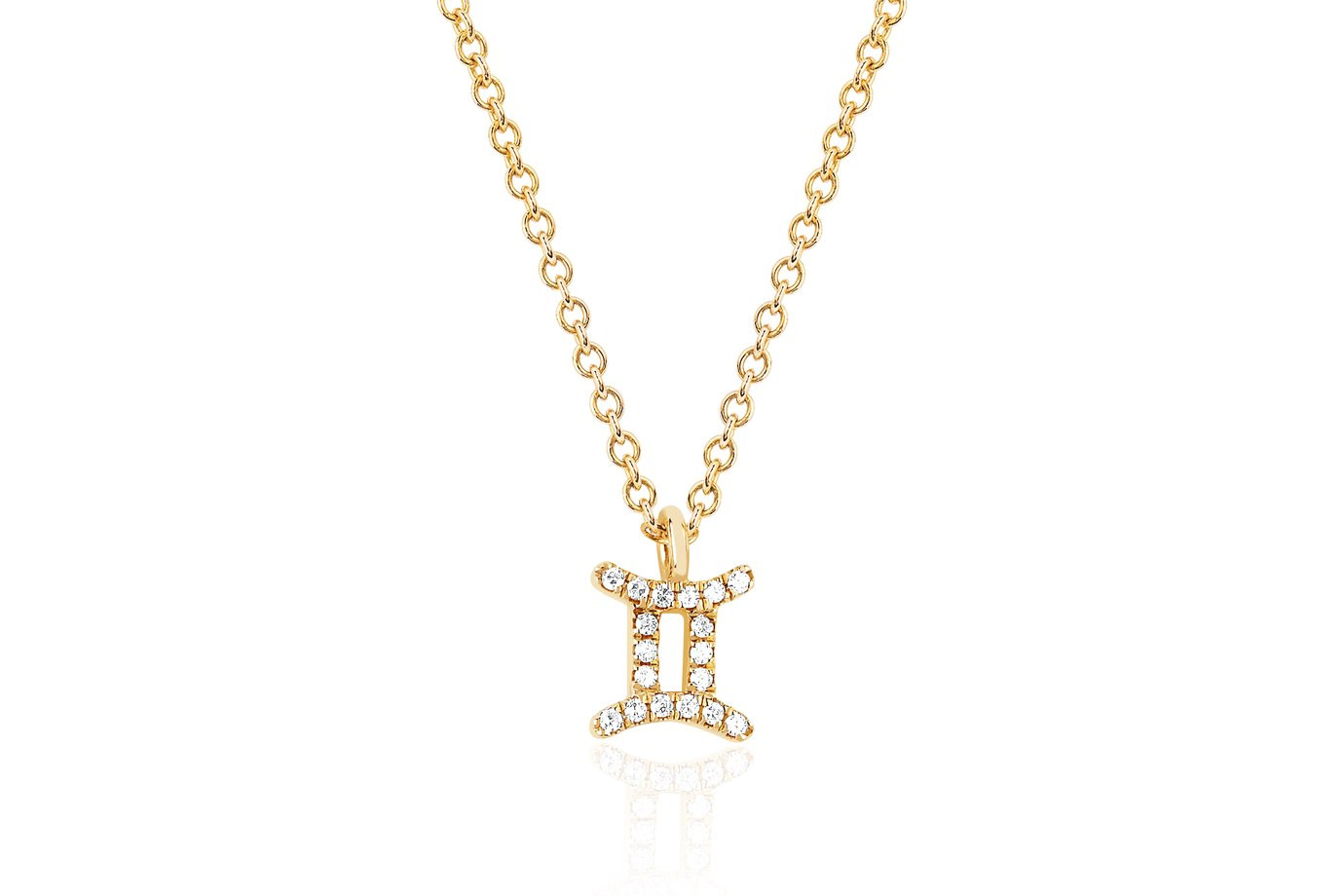 EF Collection Gemini Necklace, Diamonds, Yellow Gold, EF-60862-GEMINI