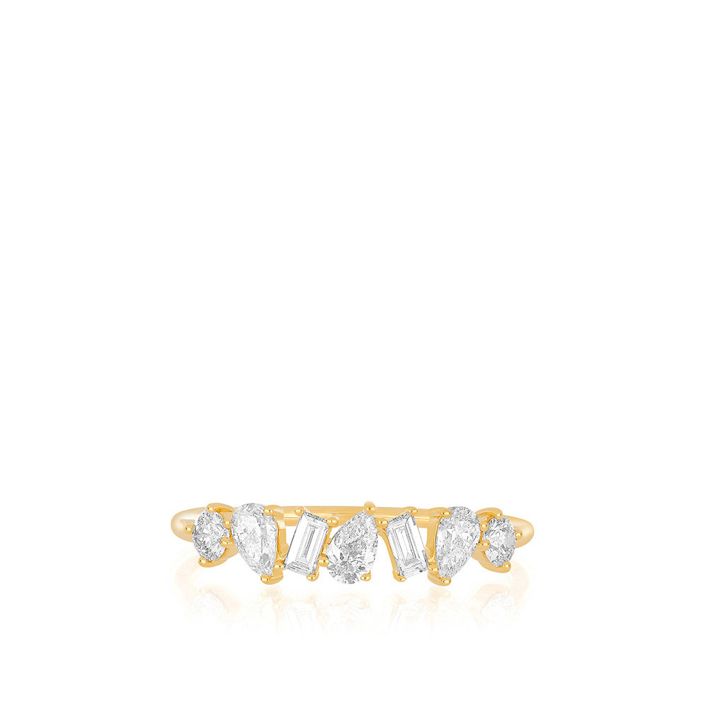 EF Collection Jumbo Multi Faceted Diamond Ring in Yellow Gold