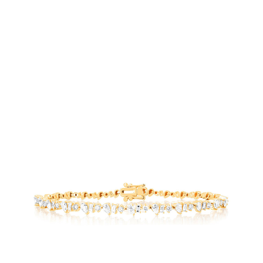 EF Collection Multi Faceted Diamond Eternity Bracelet in Yellow Gold