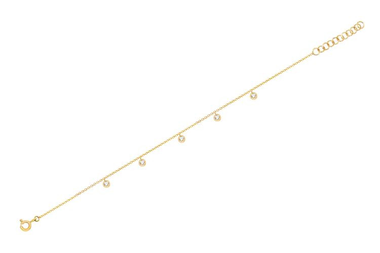 EF Collection 5 Diamond Station Anklet in 14K Gold front view