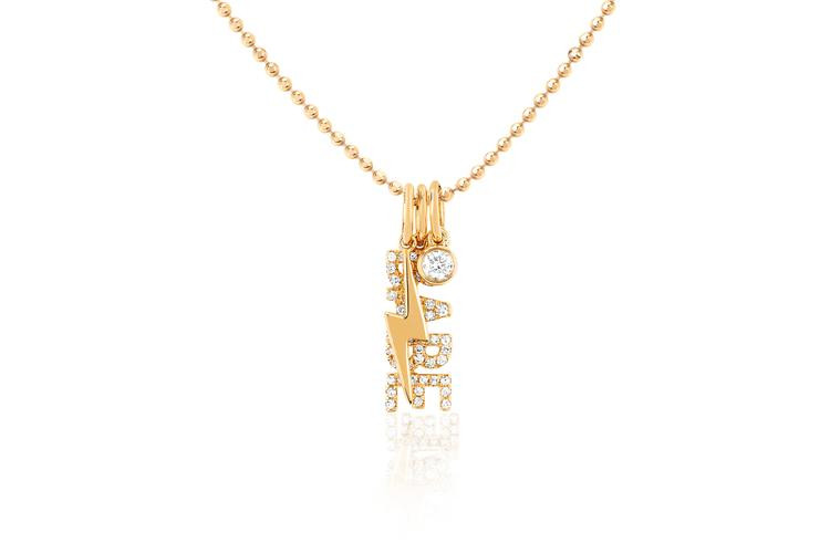 EF Collection Babe Charm Necklace in 14K Gold front view