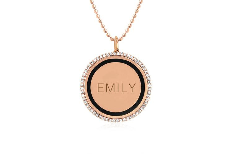 EF Collection Circle Necklace in 14K Rose Gold initial 