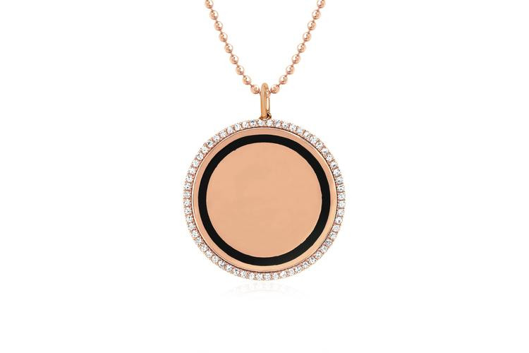 EF Collection Circle Necklace in 14K Rose Gold front view