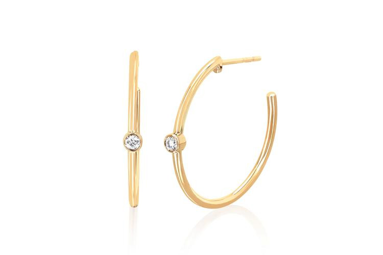 EF Collection Diamond Hoop Earrings in 14K Gold