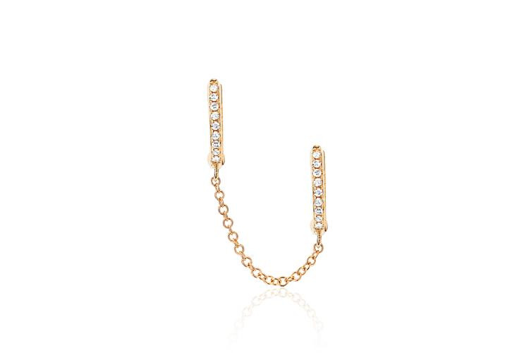 EF Collection Chain Huggie Earrings in 14K Gold front view